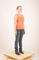 Whole Body Woman White Casual Slim Female Studio Poses